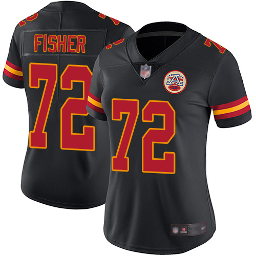 Women Kansas City Chiefs 72 Fisher Eric Limited Black Rush Vapor Untouchable Football Nike NFL Jersey